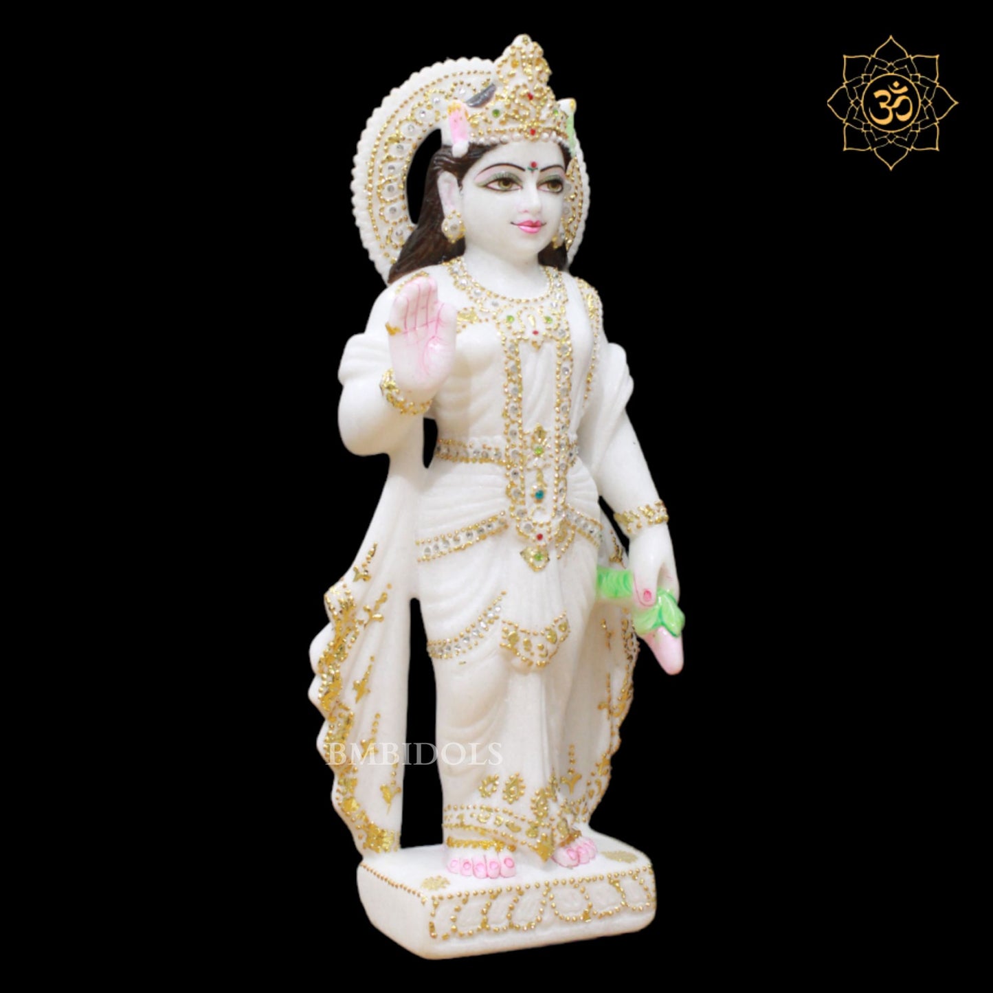 White Marble Radha Krishna Murti in Makrana Marble in 15inches