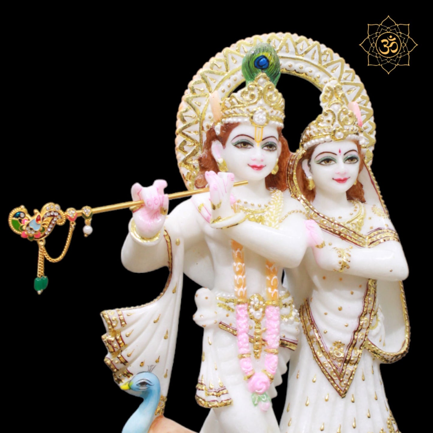 White Marble Jugal Radha Krishna Murti for Homes and Mandirs