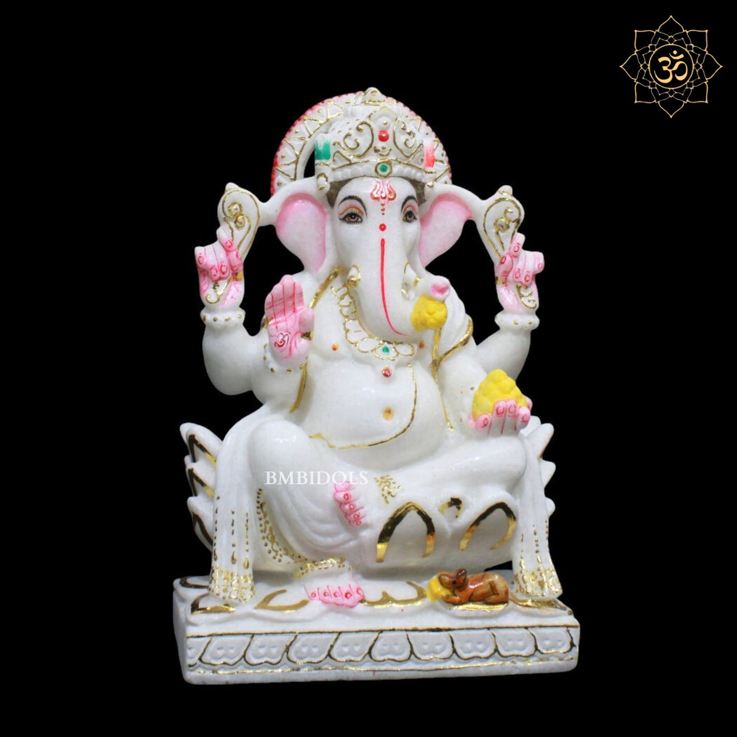 Ganesh Laxmi Marble Murti for Homes and Temples in 12inches