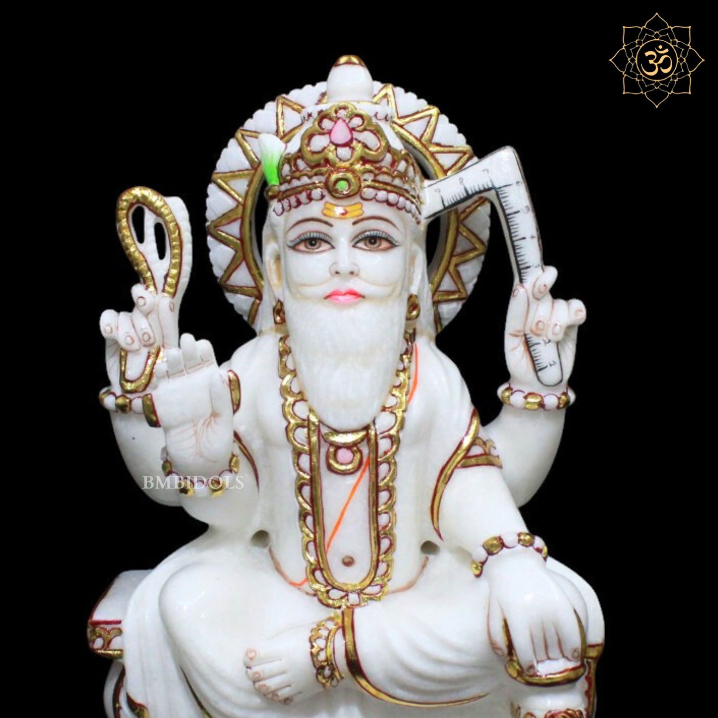 Marble Vishwakarma Murti for Homes and Temples in 12inches