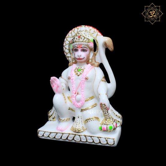 Marble Small Hanuman Murti for Home Mandirs in 7inch
