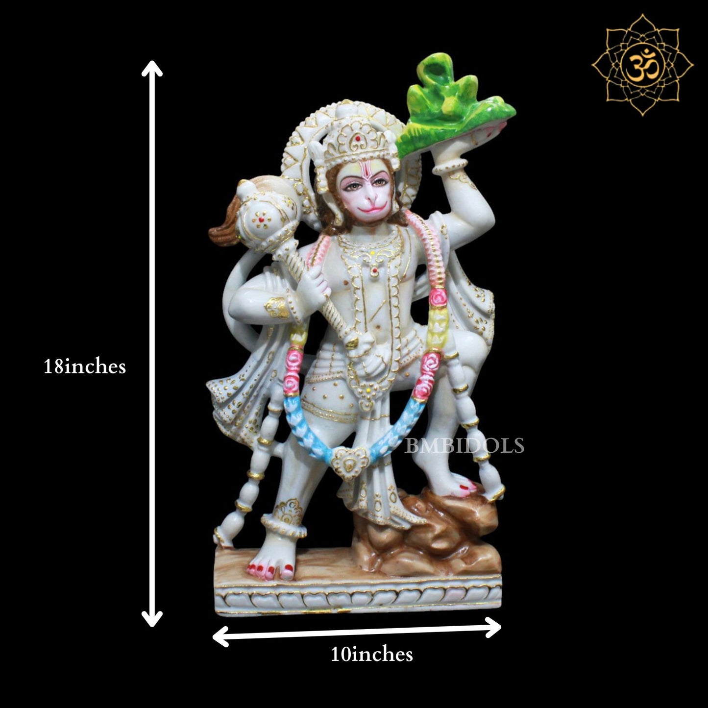 1.5feet Veer Hanuman Statue for Homes and Temples in Makrana Marble