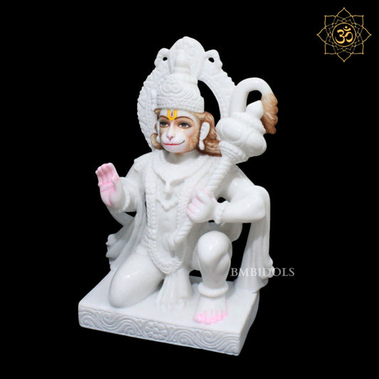 Pure White Ashirwad Hanuman Marble Murti for Homes and Temples in 17inch