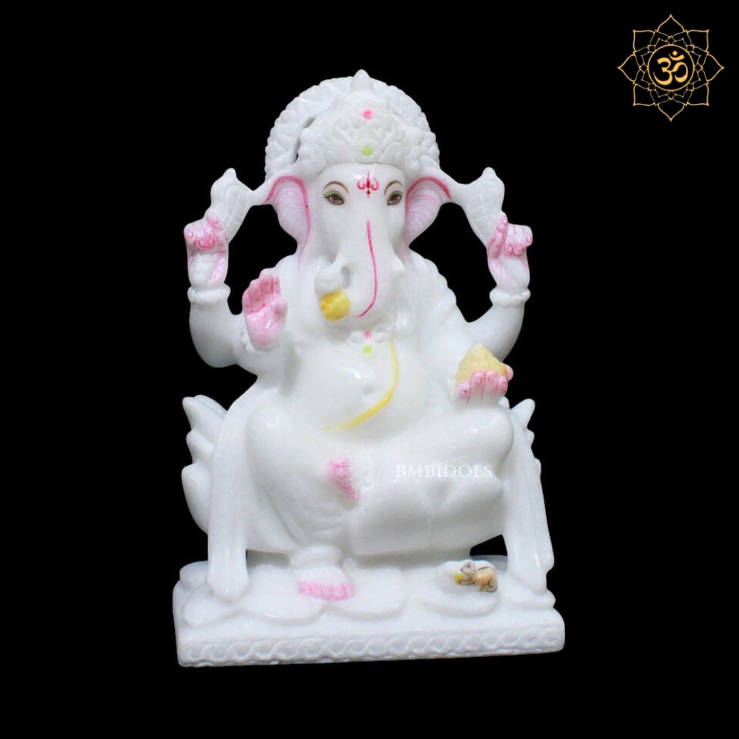 9inch Marble Ganesh Laxmi Murti for Homes and Temples