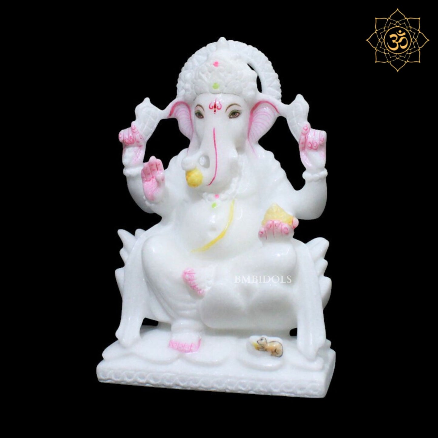 9inch Marble Ganesh Laxmi Murti for Homes and Temples