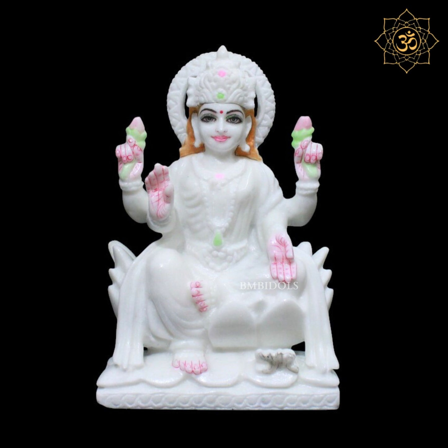 9inch Marble Ganesh Laxmi Murti for Homes and Temples
