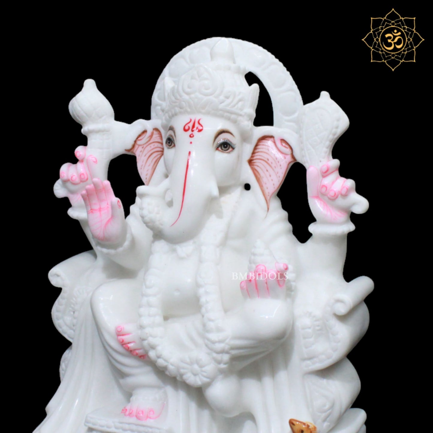 White Ganesh Marble Murti for Home Temples in 1feet Makrana Marble