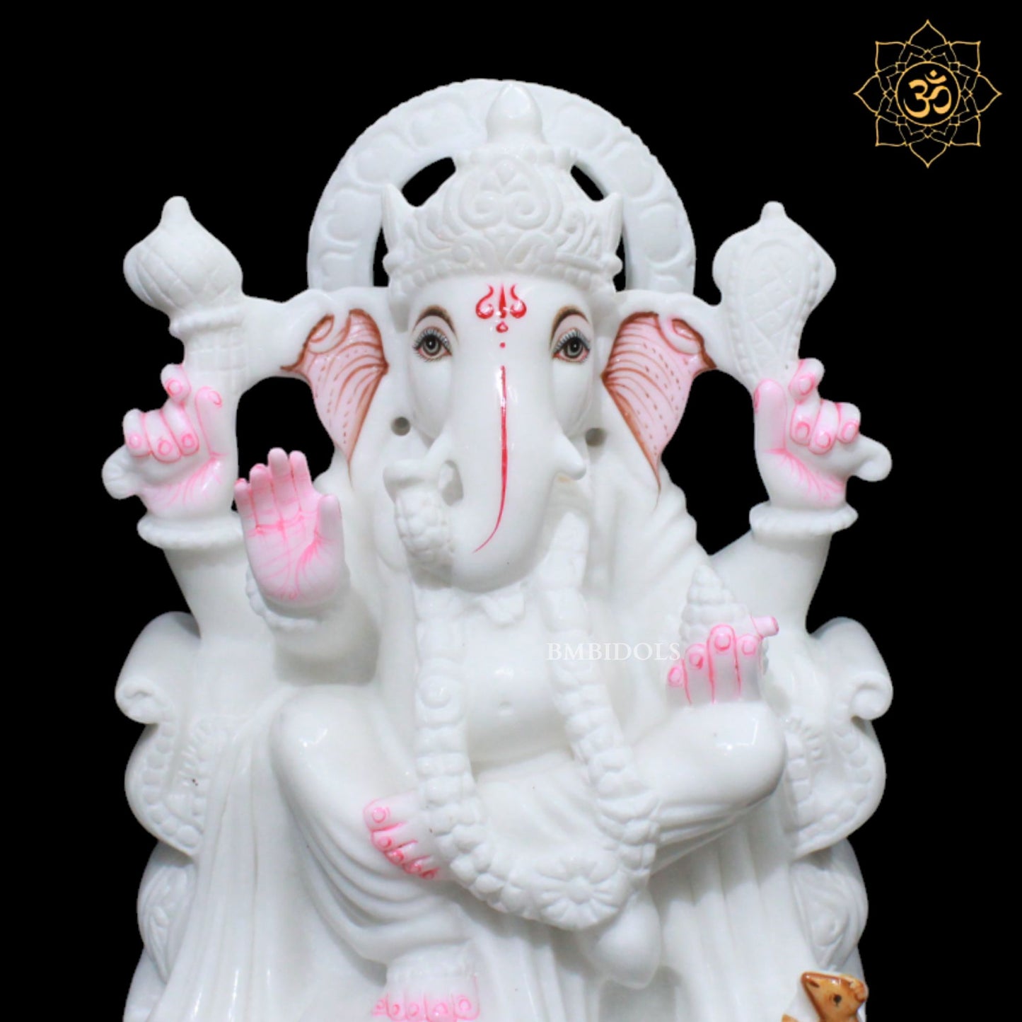 White Ganesh Marble Murti for Home Temples in 1feet Makrana Marble
