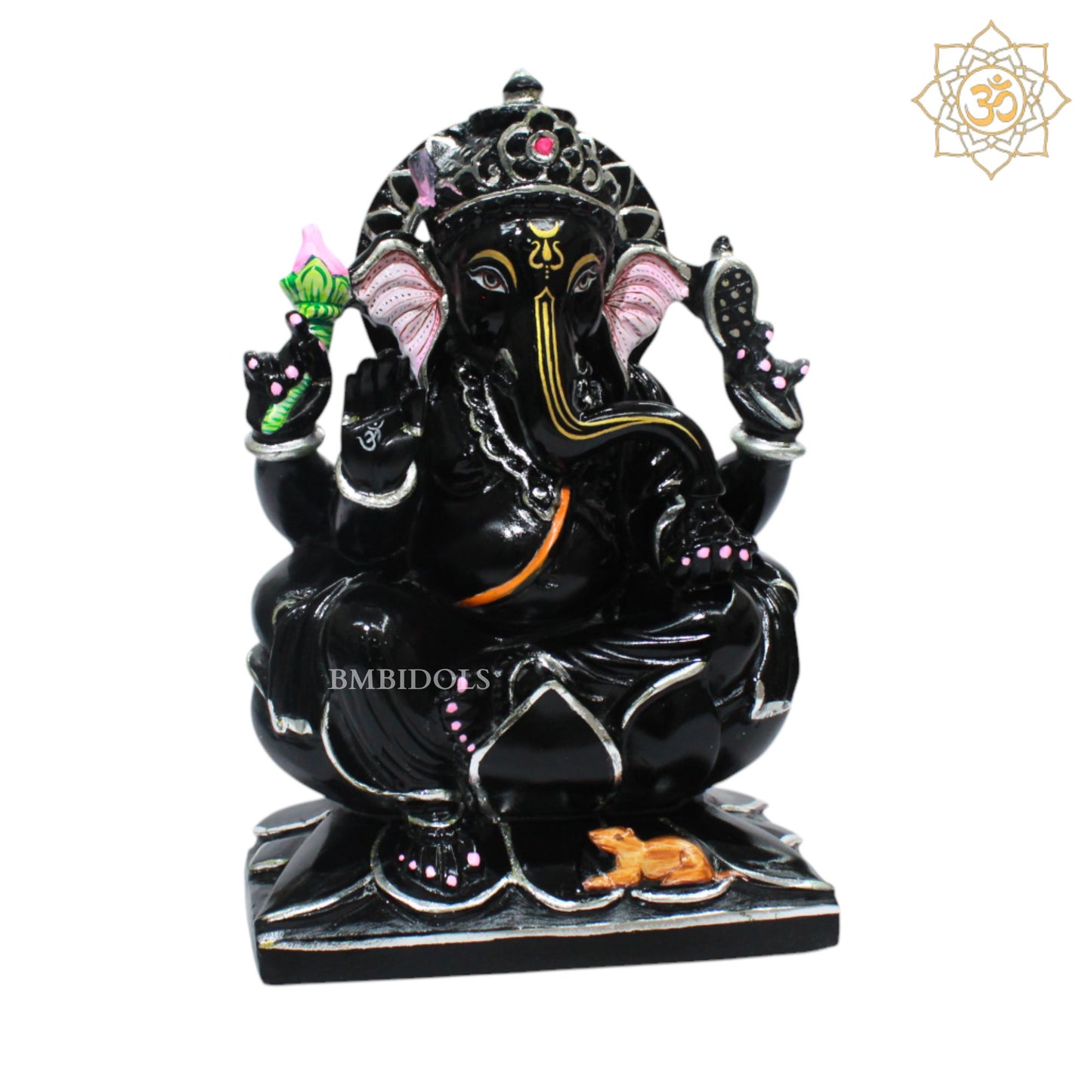 Black Stone Ganesha Statue for Homes and Temples in 1ft(12inch)