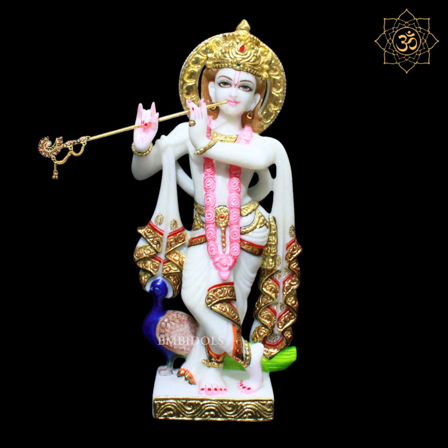 18inches Marble Radha Krishna Statue for Homes and Temples in Double Palla