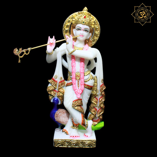 18inches Marble Radha Krishna Statue for Homes and Temples in Double Palla