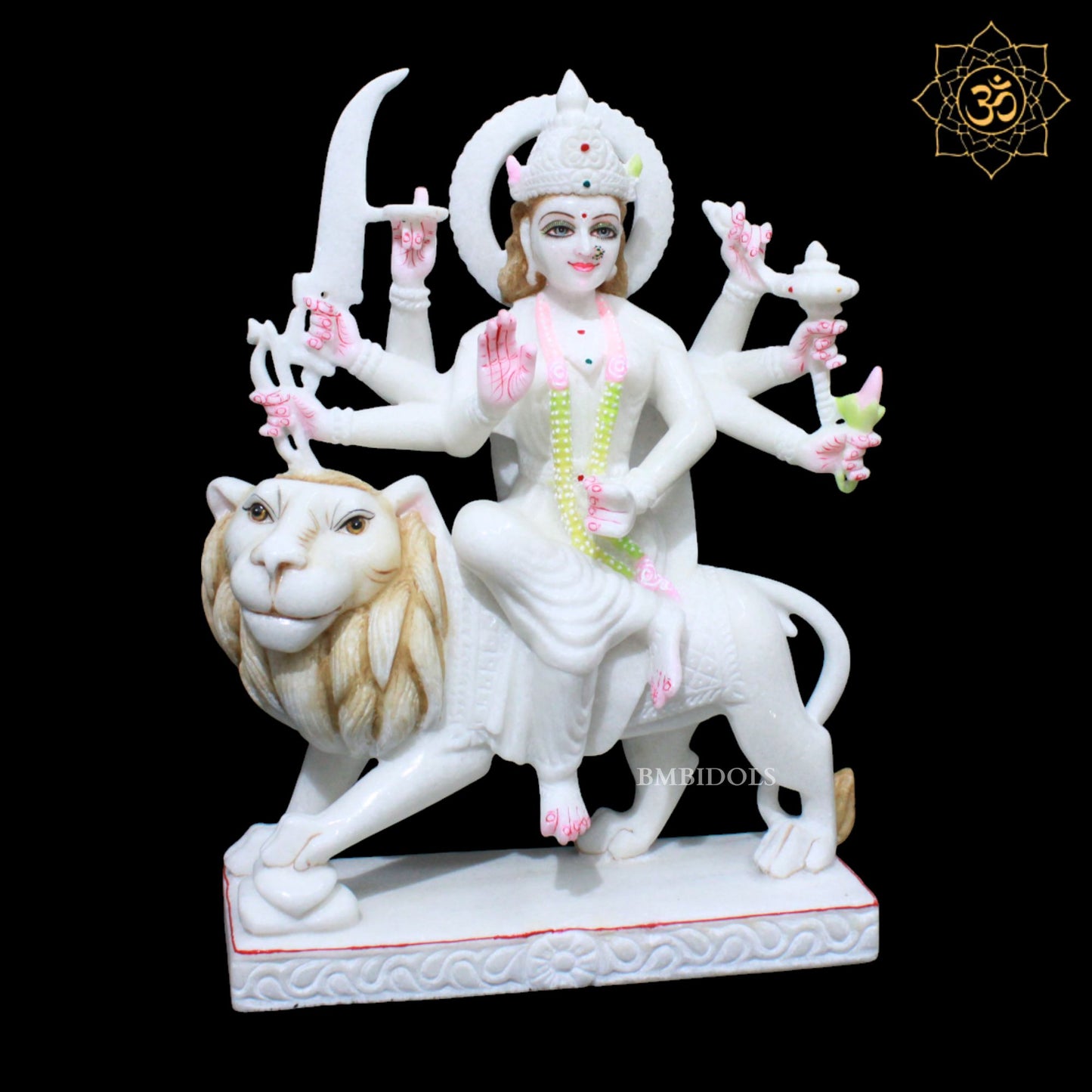 15inches Marble Durga Murti for Homes and Temples in Makrana White Marble