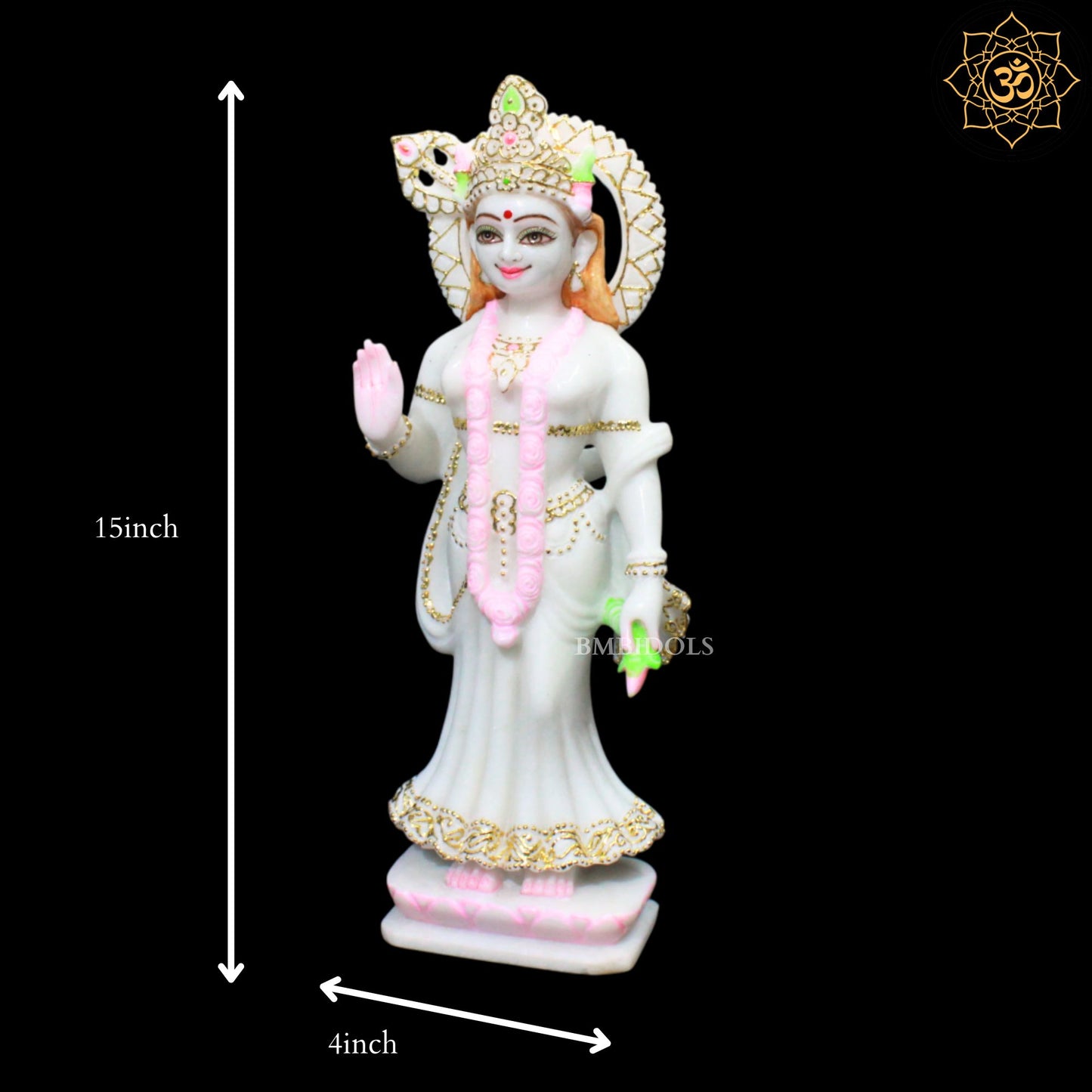 15inch Radha Krishna Marble Idol for Ghar Mandirs in Makrana Marble
