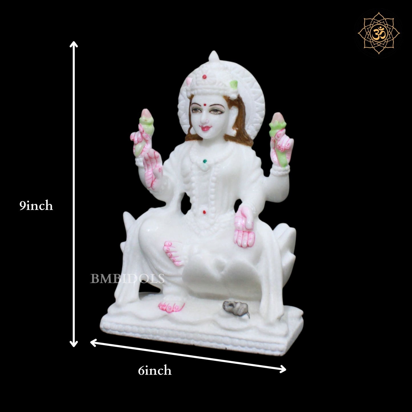 Ganesh Laxmi Marble Murti for Ghar Mandirs in 9inches
