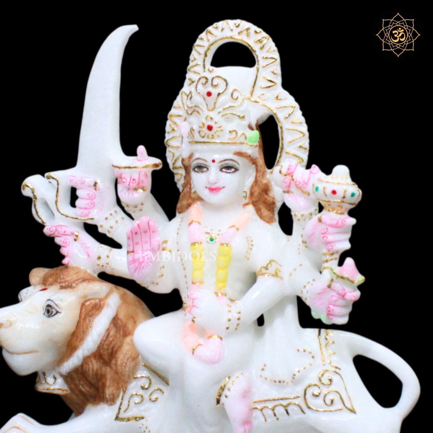 Marble Durga Maa Statue for Ghar Mandirs in 11inches