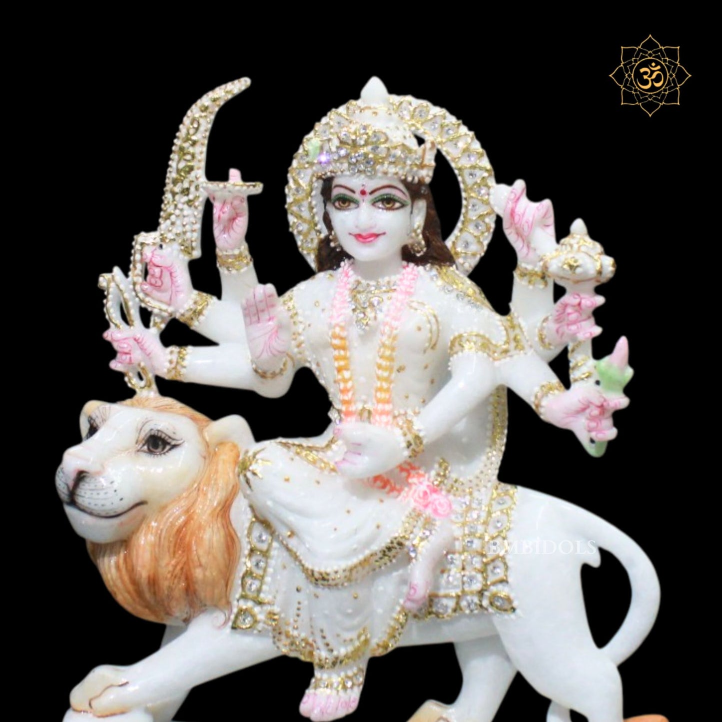12inches Special Diamond Durga Maa Marble Statue in Makrana Marble
