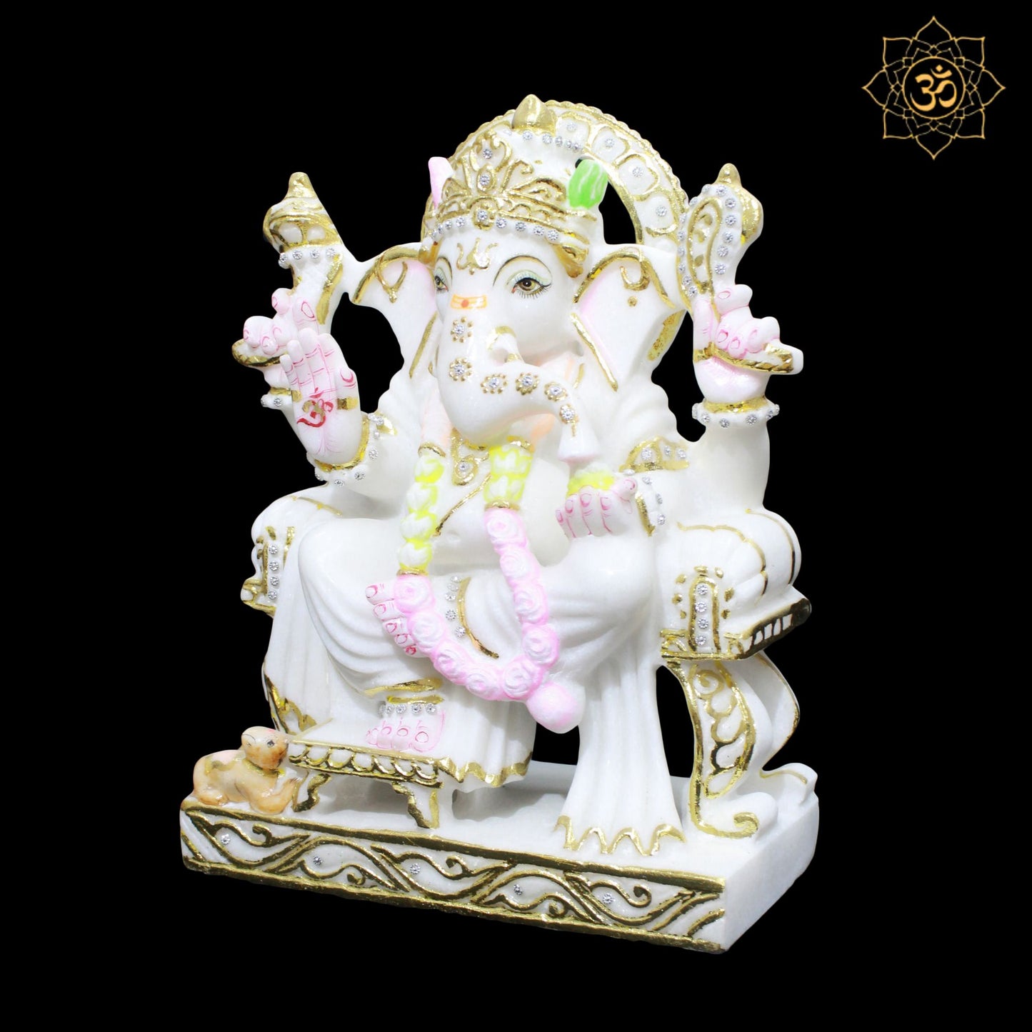 White Marble Ganesh Murti in 1feet for Homes and Temples