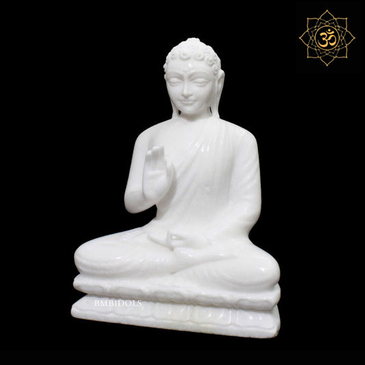White Buddha Marble Statue in 11inch in Meditation Posture