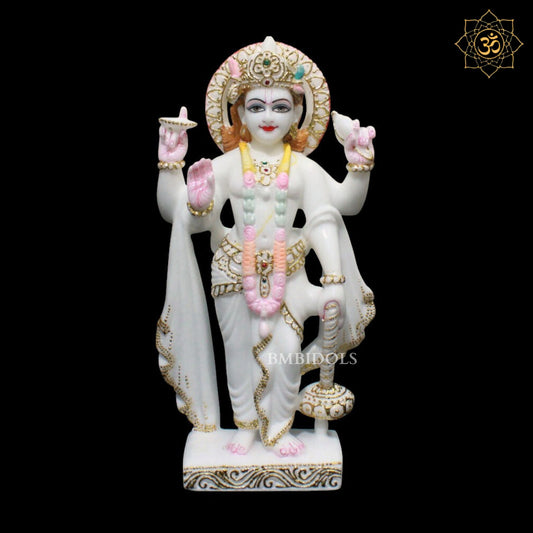 Marble Lakshmi Narayan Murti for Home Temples in 15inches Makrana Marble