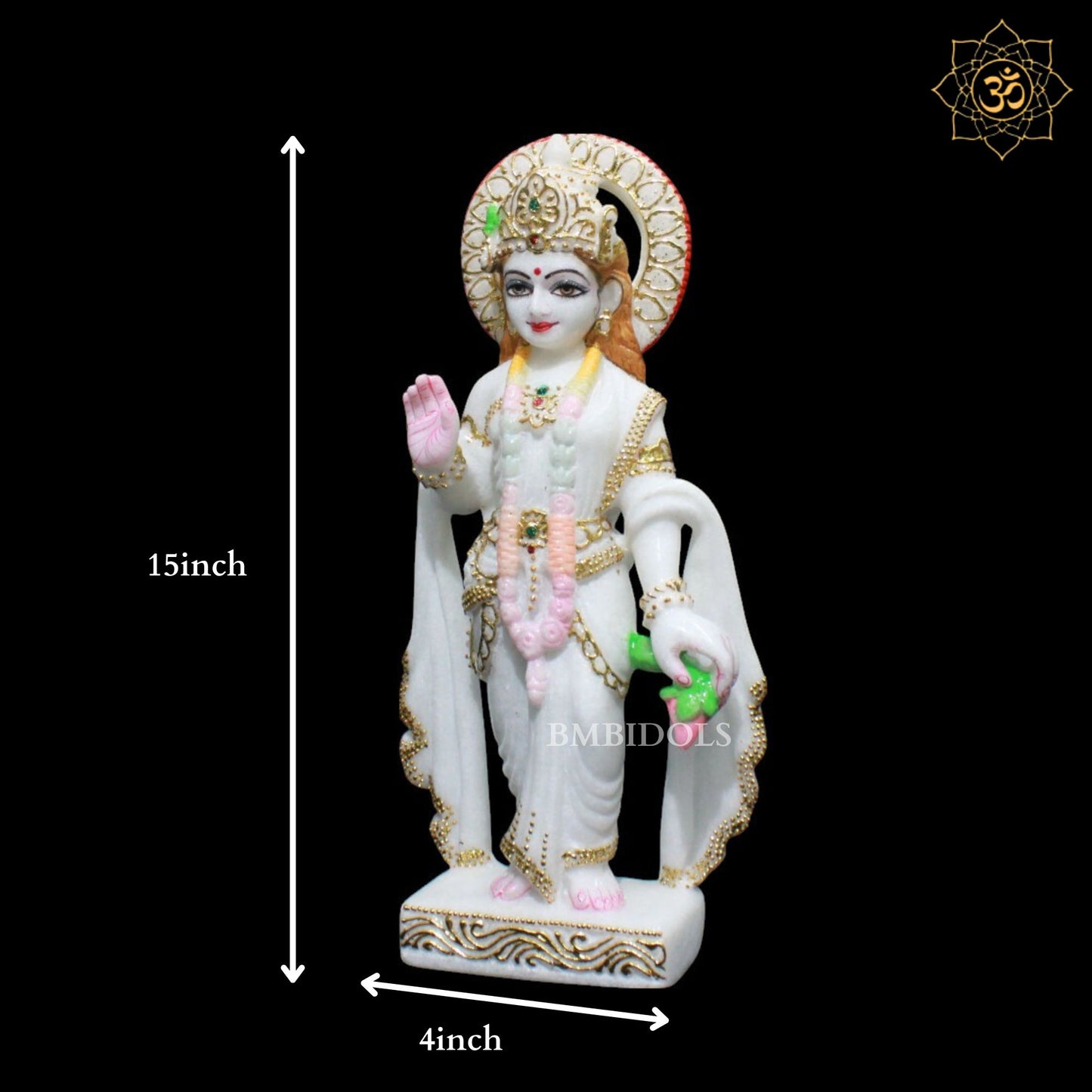 Marble Lakshmi Narayan Murti for Home Temples in 15inches Makrana Marble