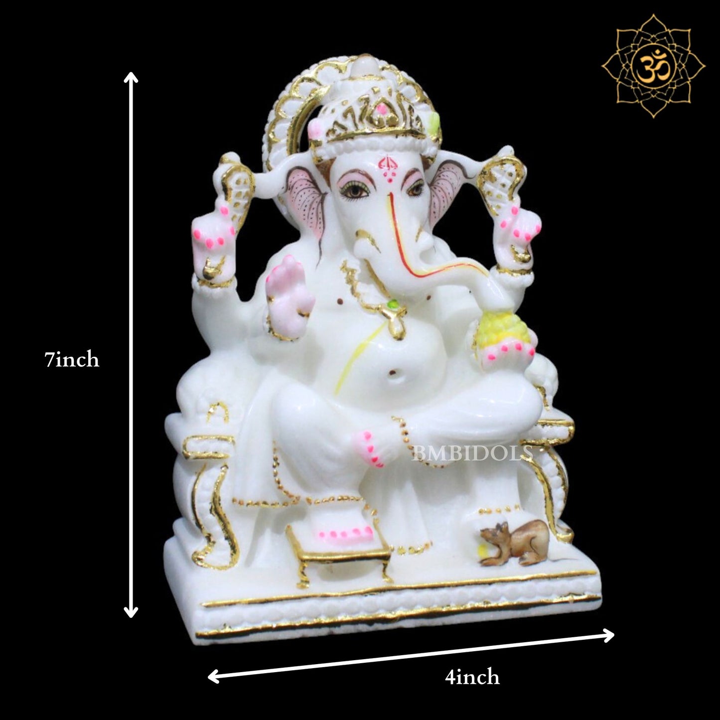 Small Ganesh Marble Murti for Homes and Temples in 7inches