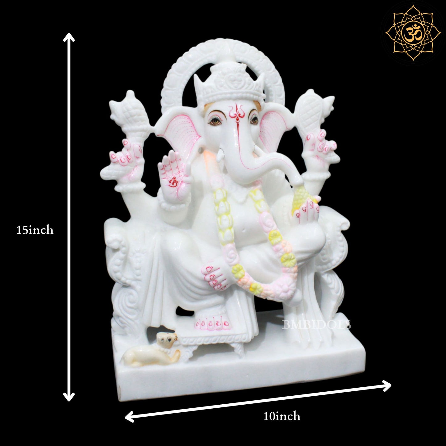 15inch Marble Ganesh Murti for Homes and Temples in Makrana Marble