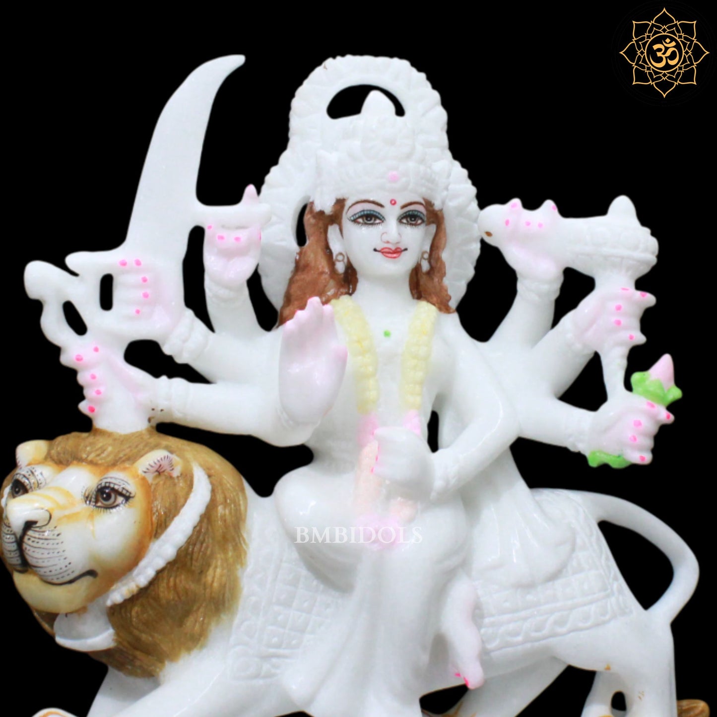 11inch Marble Durga Murti for Ghar Mandirs in Eight Hands
