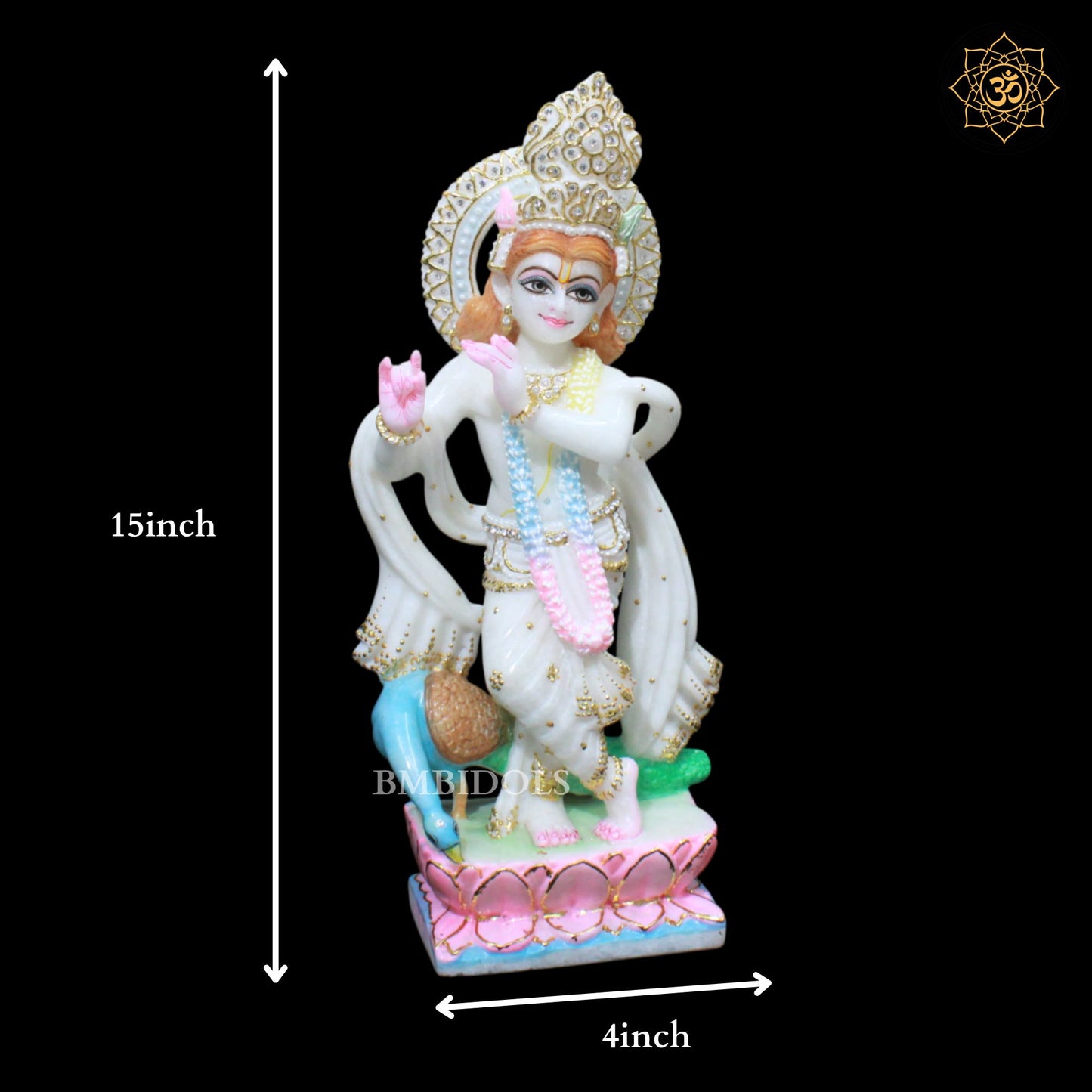 Marble Krishna Murti for Homes and Temples in 15inch