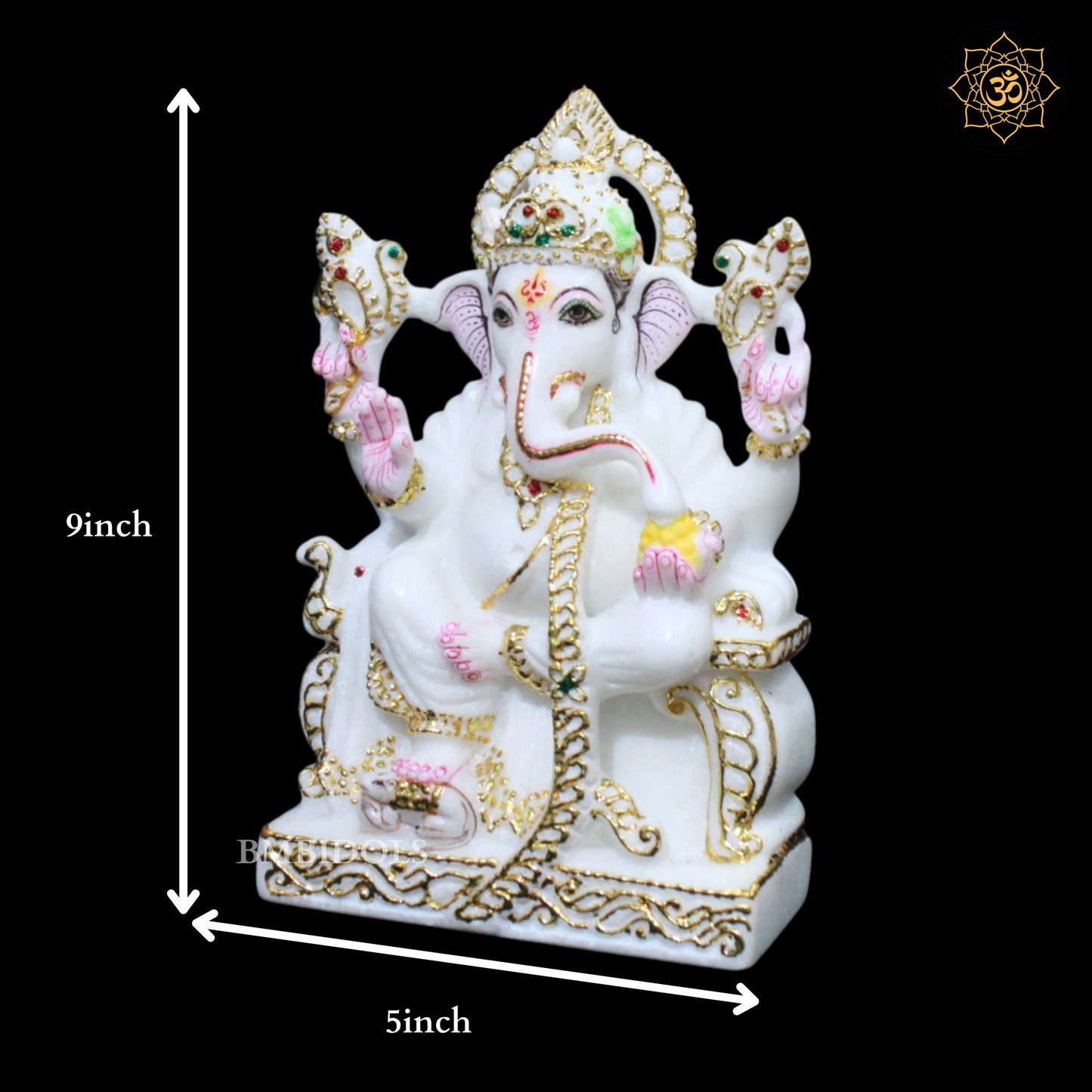 Ganesh Marble Statue for 9inches in Makrana Marble