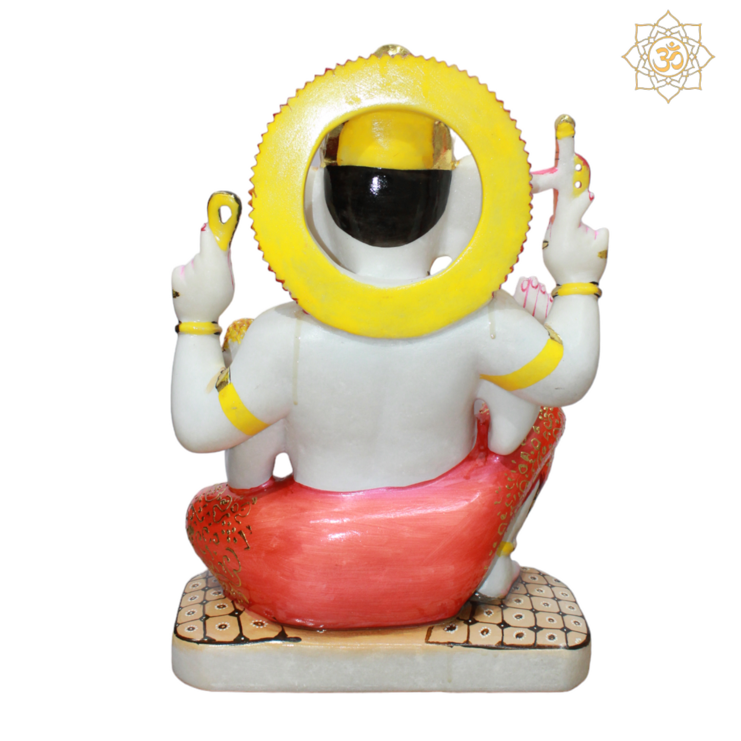 Gold Work Marble Ganesha Statue for Homes and Temples in 1.5feet