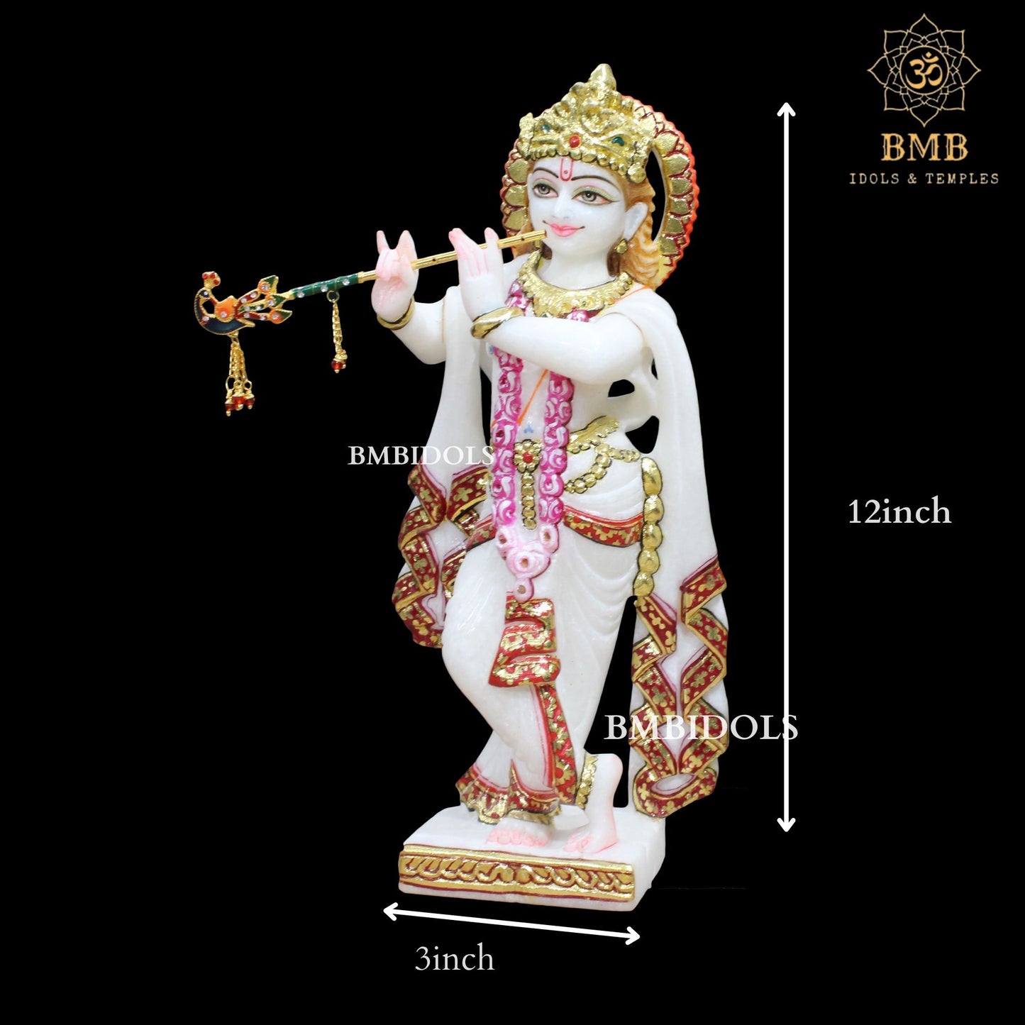 Marble Radha Krishna Murti with Doble Palla in Makrana Marble