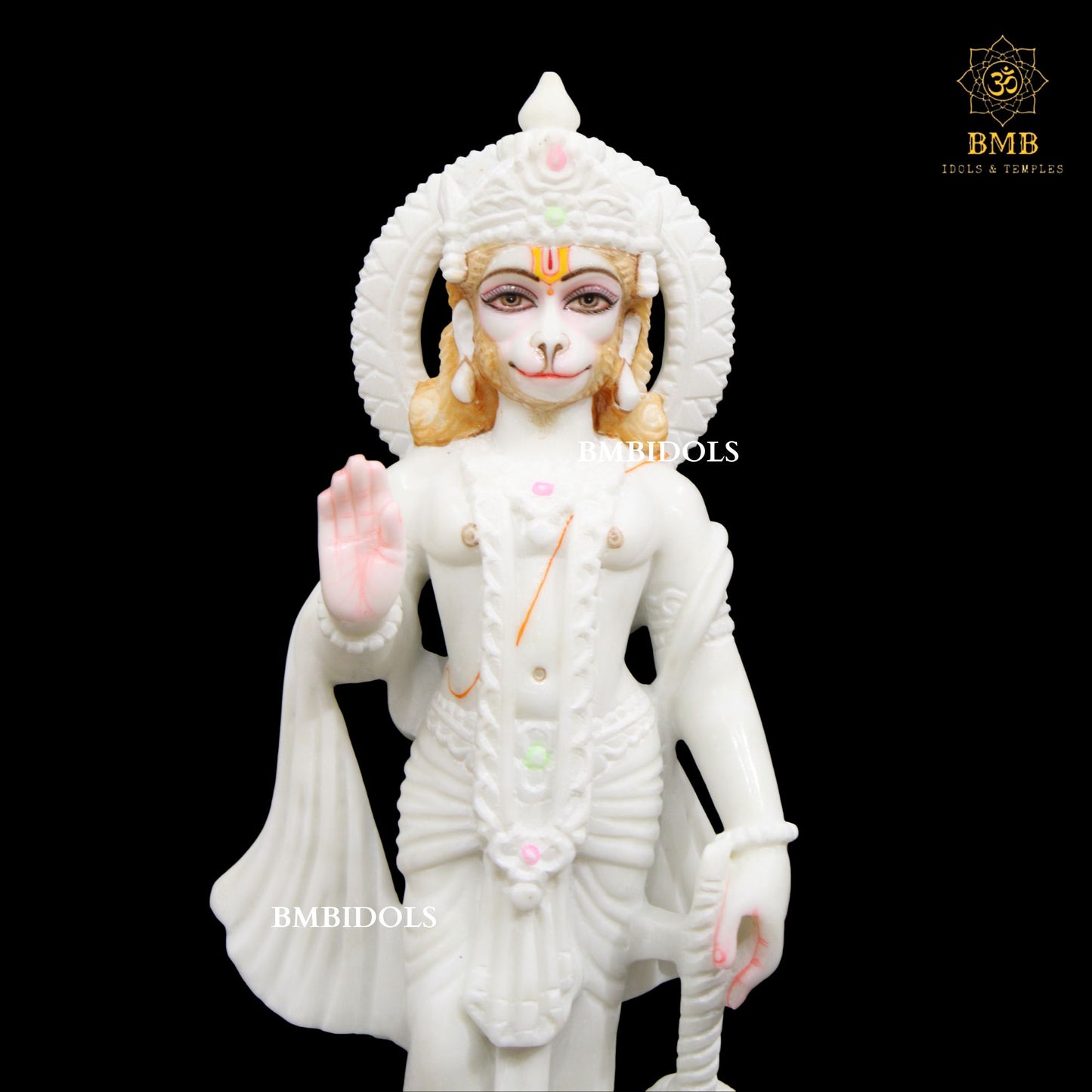 Ashirwad Marble Hanuman Statue in Standing Posture in Makrana Marble 15inches