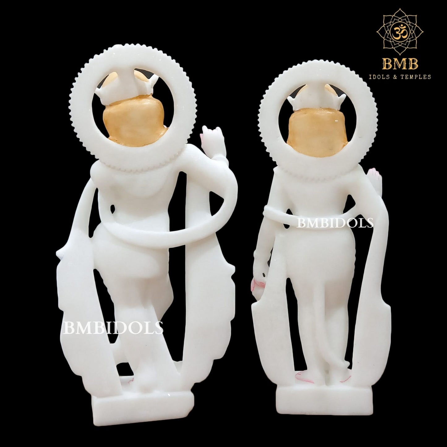 Makrana Marble Radha Krishna Statue in Full Whiteness in 15inch