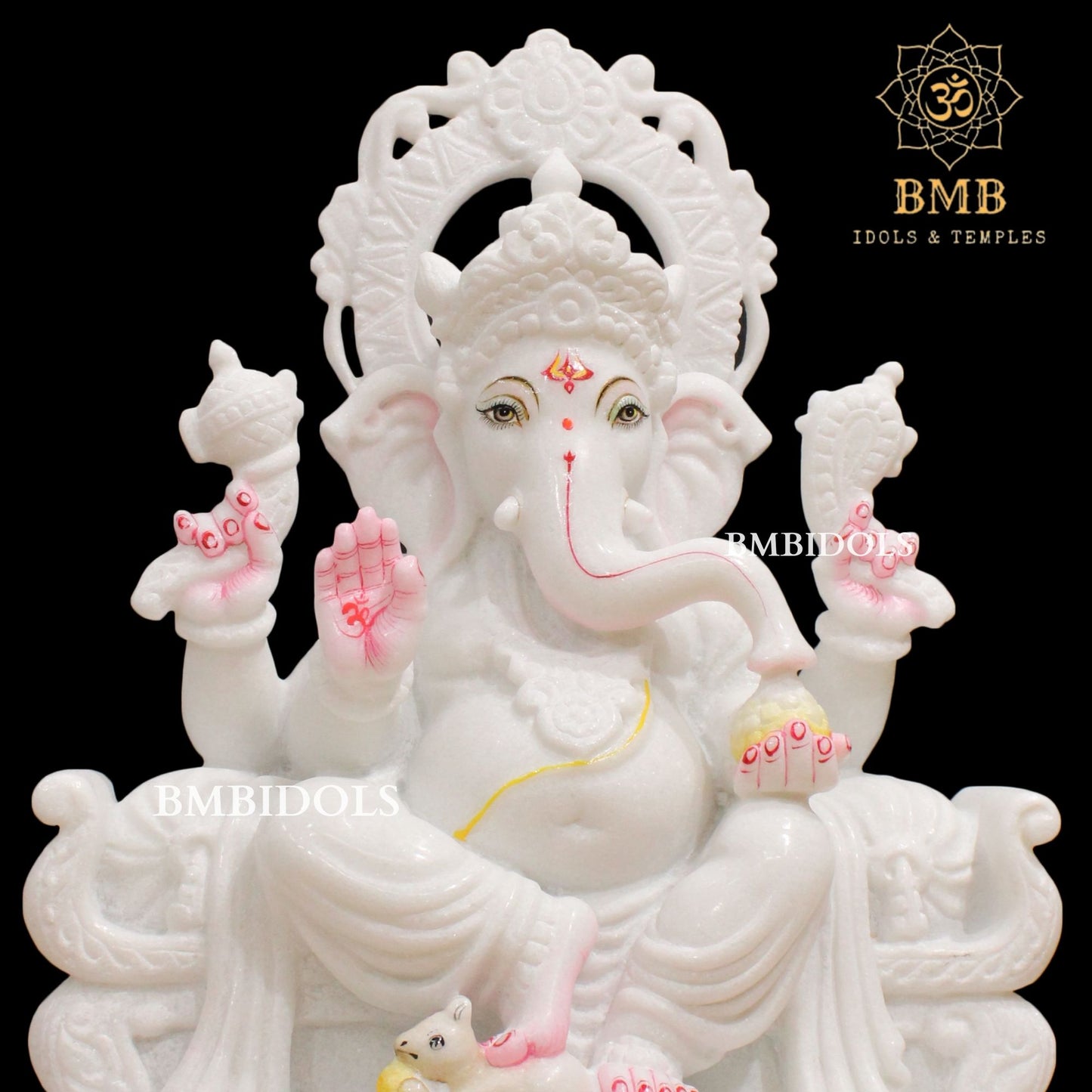 White Marble Ganesh Statue in 15inches for Homes in Makrana Marble