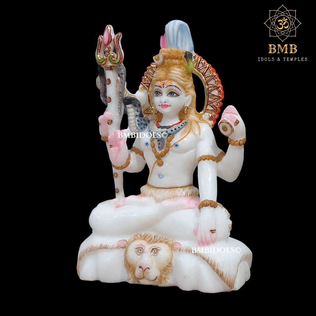 Marble Shiv Parvati Murti made in Makrana Marble in 9inches for Home Temple