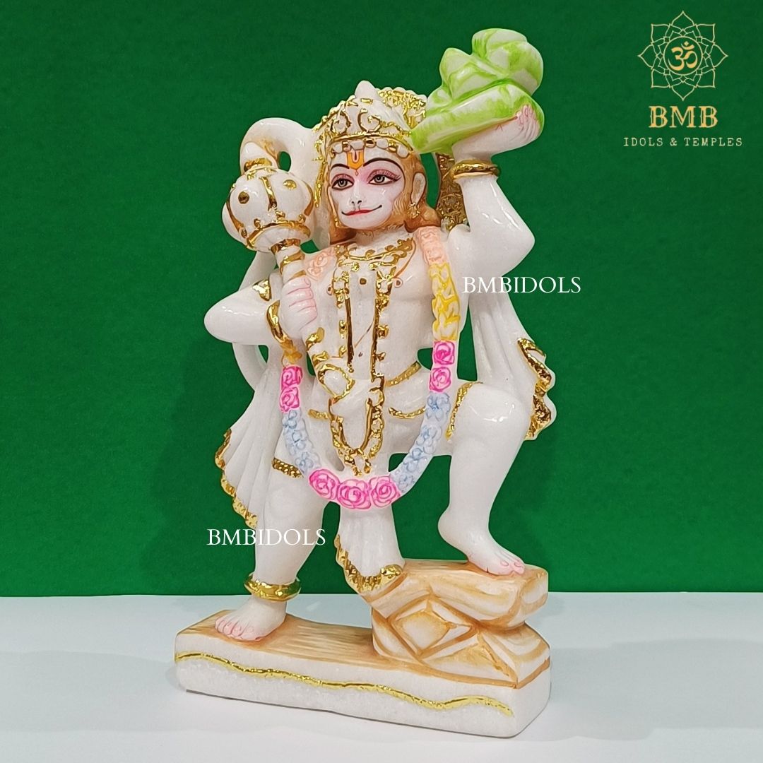 Marble Hanuman Statue made in Makrana Marble in 12inches