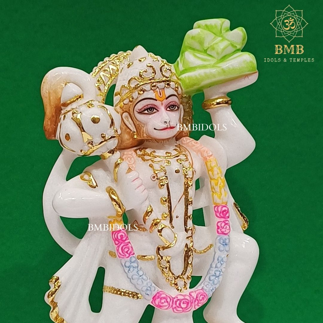 Marble Hanuman Statue made in Makrana Marble in 12inches