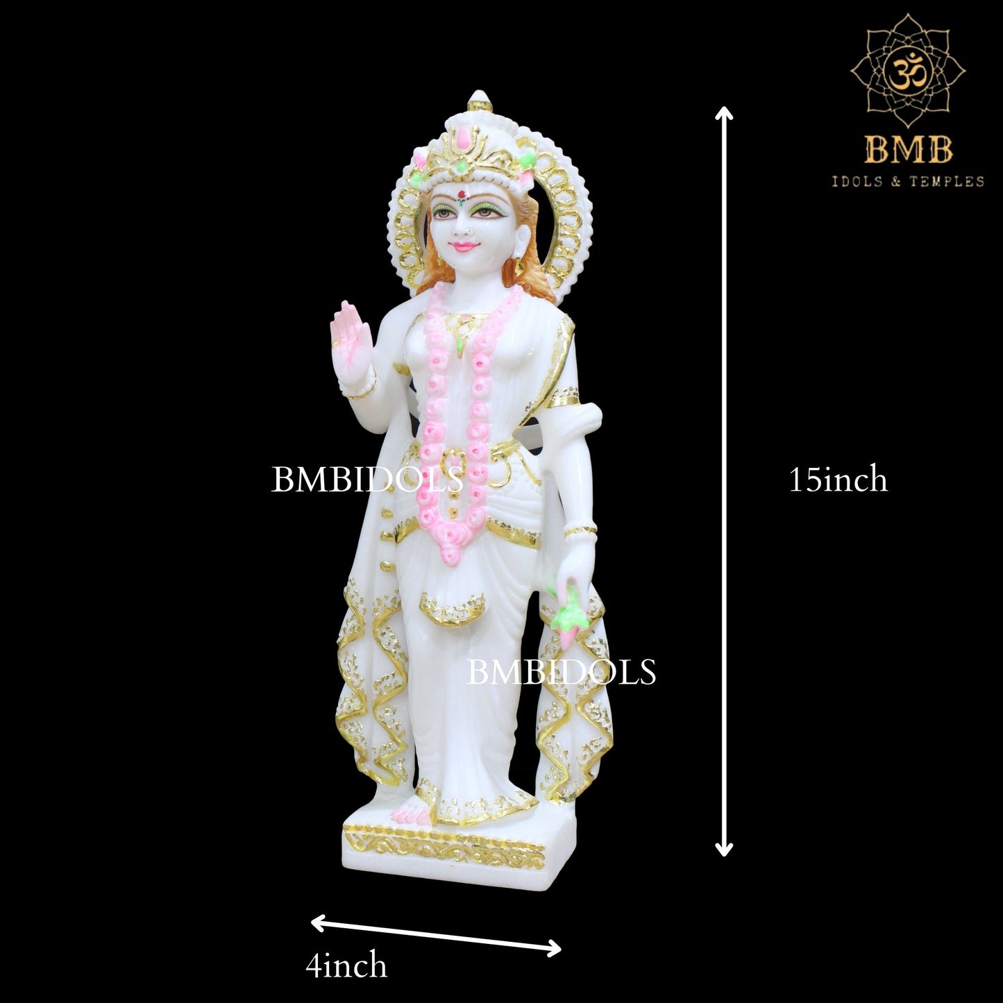 Marble Radha Krishna Statue in Makrana Marble in 15inches