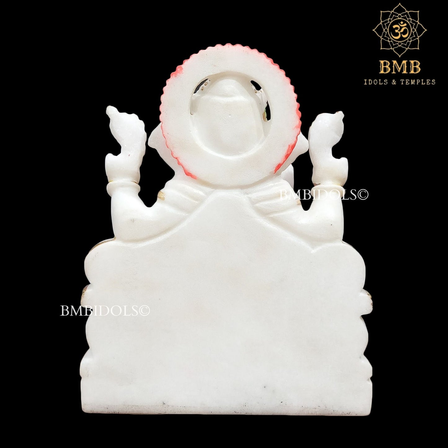 Marble Ganesh Statue Sitting on the Chowki made in White Marble in 9inch