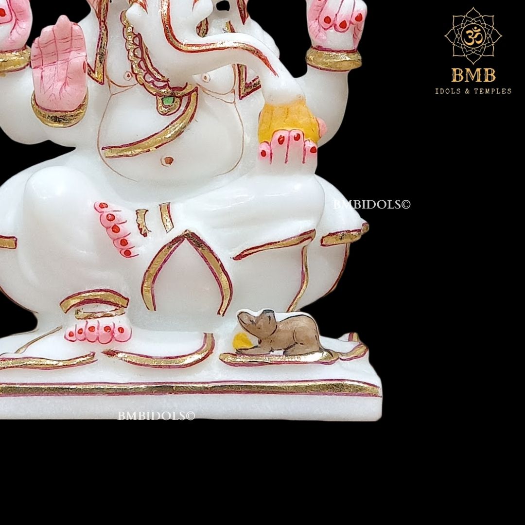 Marble Ganesha Murti made in 6inches in pure white Makrana Marble