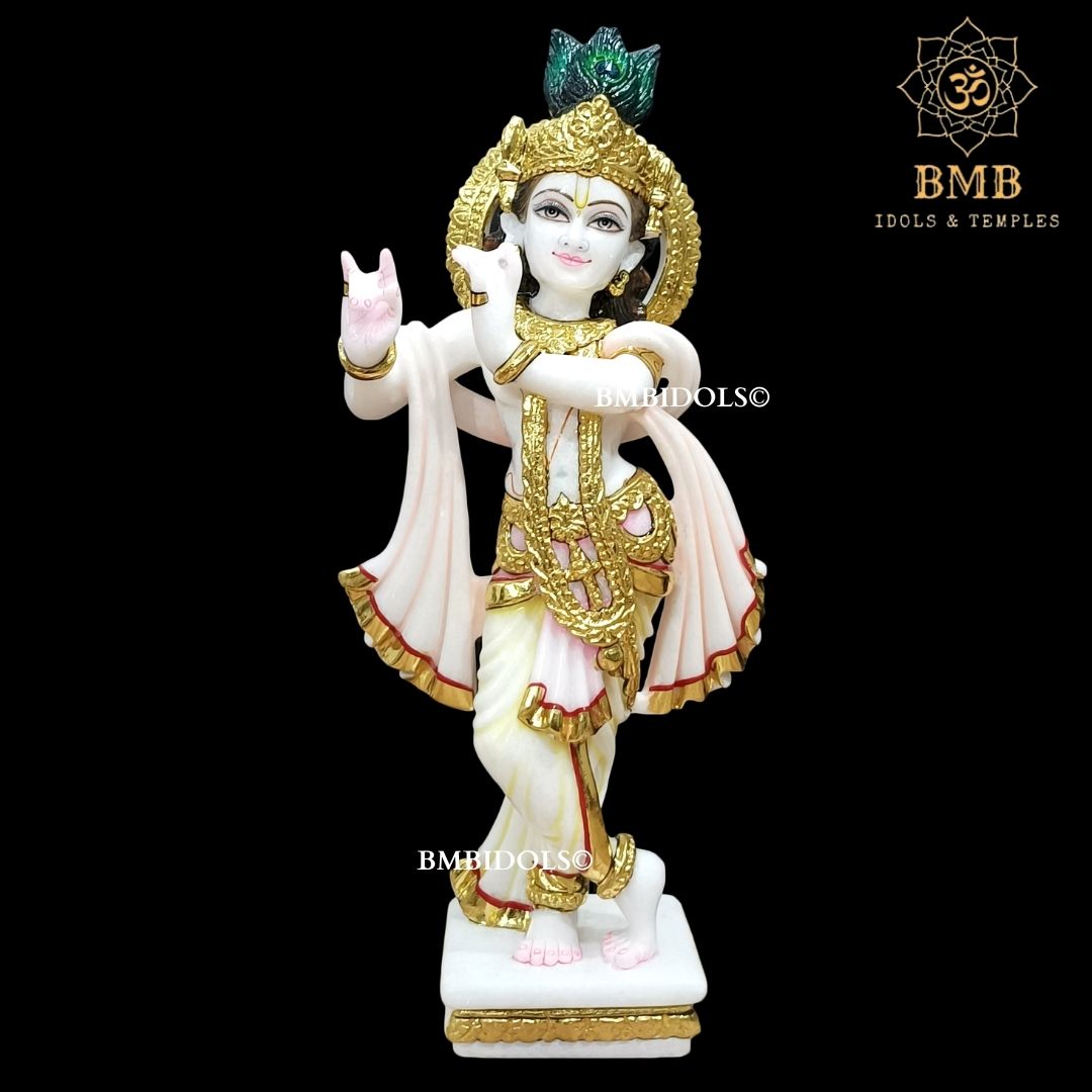 Marble Radha Krishna Statue Made in White Makrana Marble