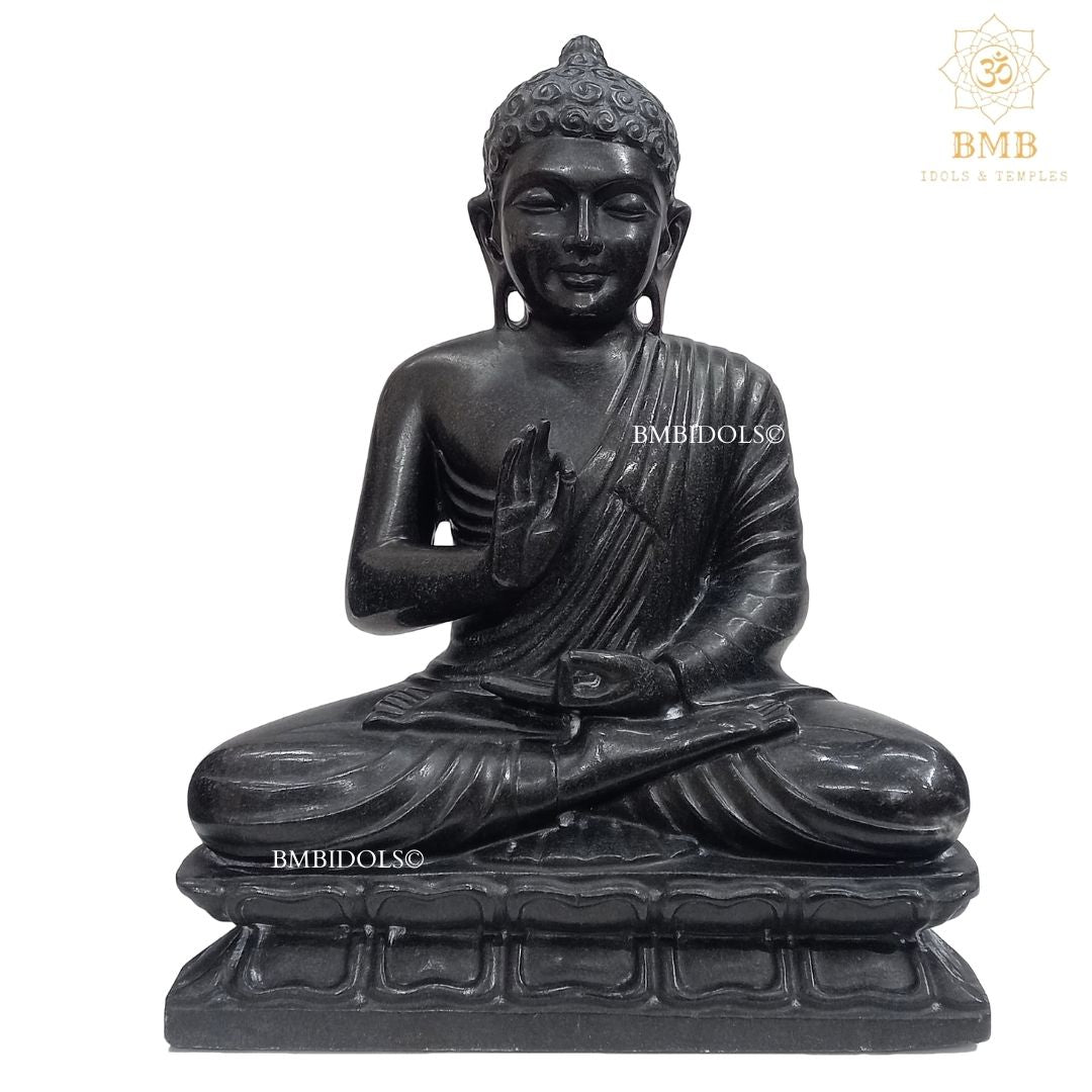 Black Buddha Statue made in Natural Stone for Home and Gardens