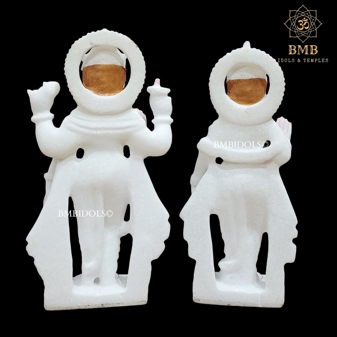 White Makrana Marble Lakshmi Narayan Murti in 10inches