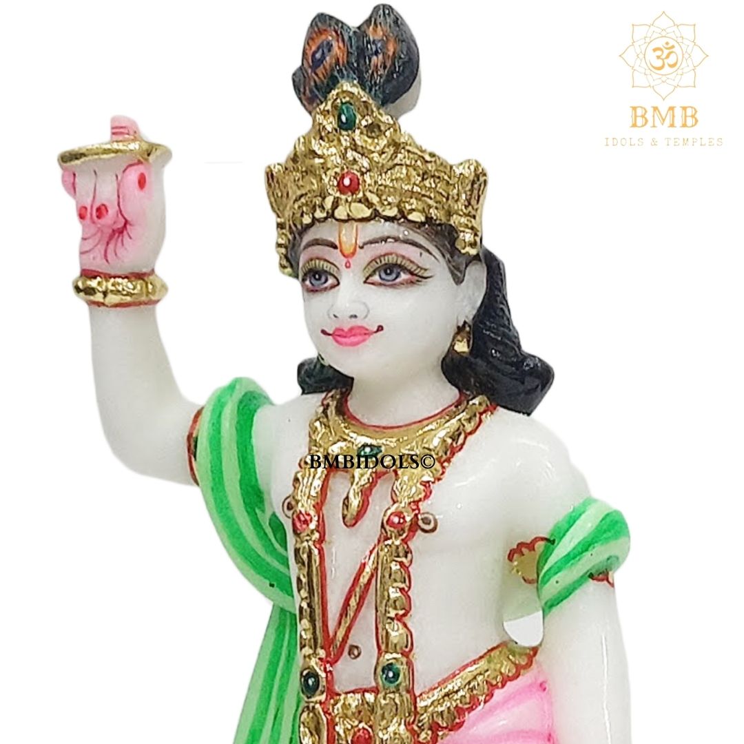 Marble Chakradhari Krishna Statue in small size for Home and Temples