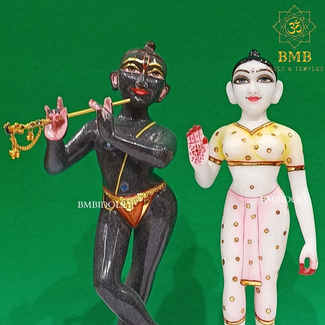 Marble Iskcon Radha Krishna Statue made in Bhaisrana Blackstone and Makrana Marble