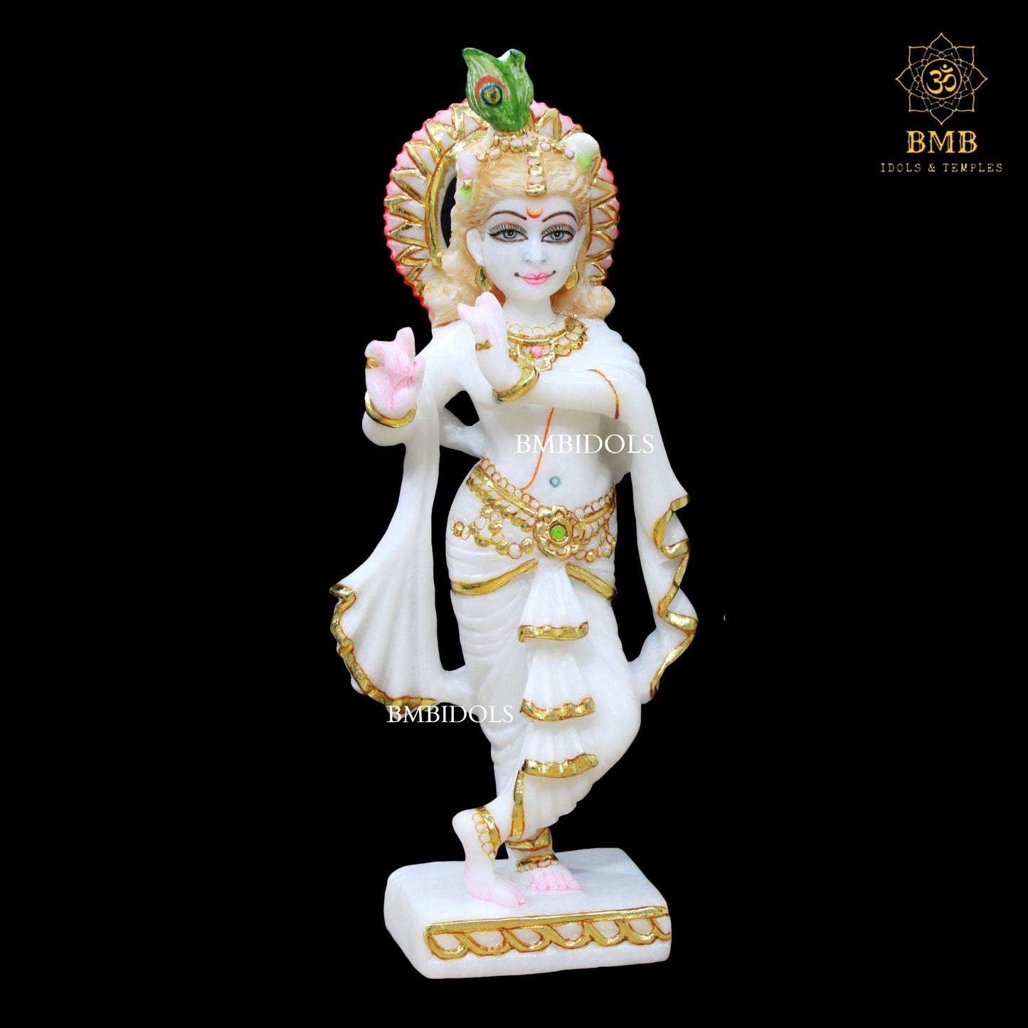 White Marble Radha Krishna Murti made in Makrana Marble for Home Temples
