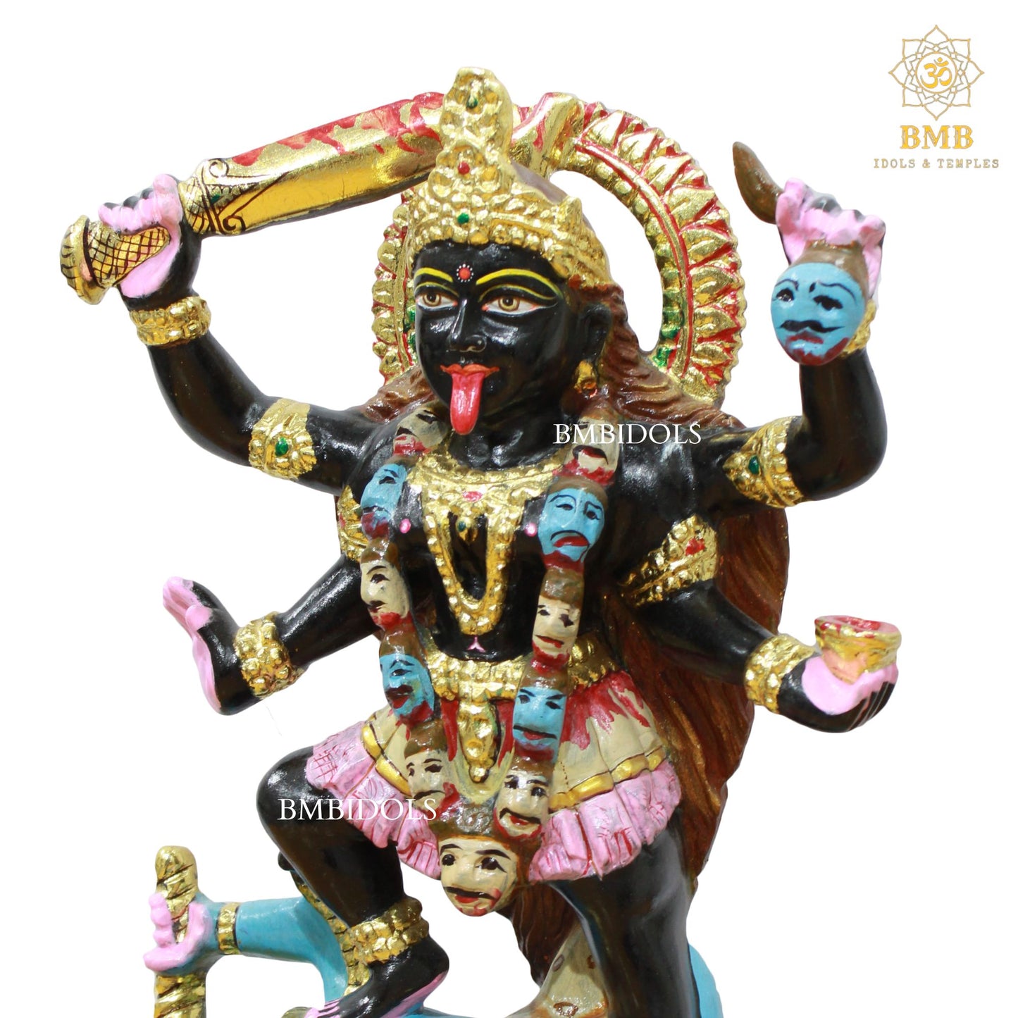 Black Stone Mahakali Statue in 12inches for Homes and Temples