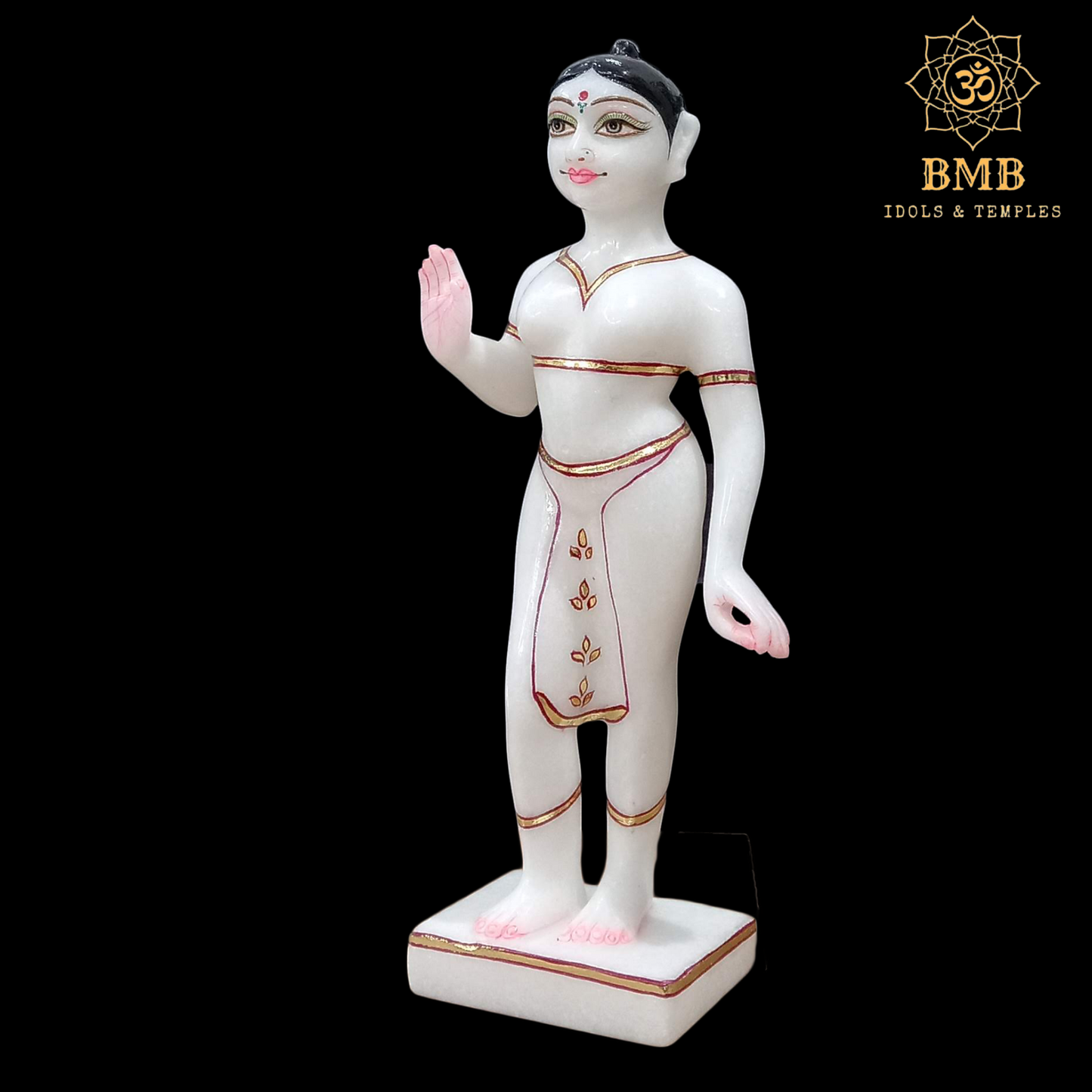 Marble Iskcon Radha Krishna Statue in 12inches in Iskcon Style