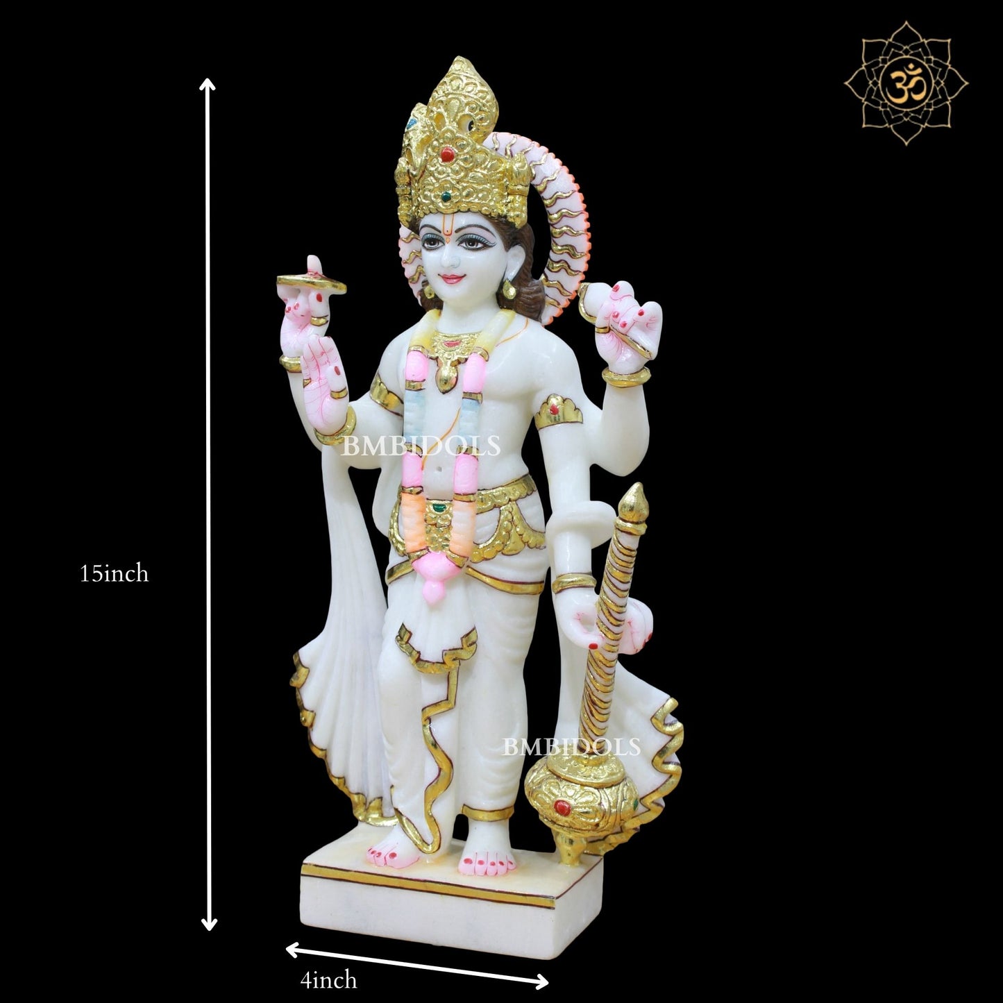 Marble Lakshmi Narayan Murti in 15inches with Full Goldwork