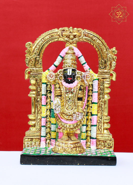 Black Stone Tirupati Balaji Statue for Homes and Temples in 12inches